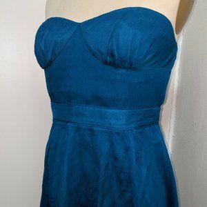 J.Crew Strapless 100% Silk Chiffon Teal 6